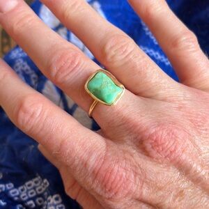 Vibrant Chrysophrase Stone and Gold Color Adjustable Ring